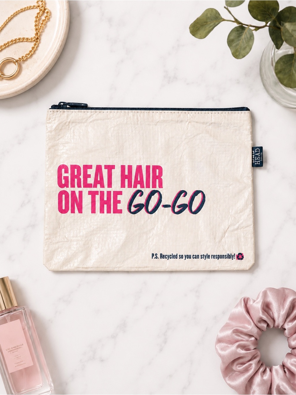 Bed Head Recycled Cosmetic Bag | Great Hair On The Go-Go Travel Pouch